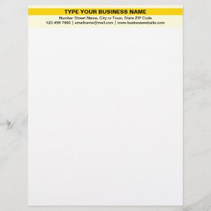 Papel Timbrado Nome comercial realçado no cabeçalho amarelo de