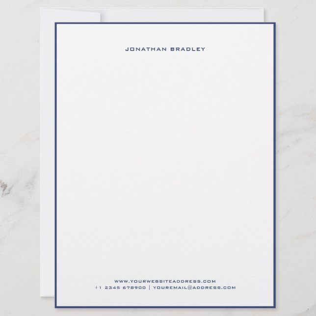 Papel Timbrado Nome Completo em Maiúsculas com Borda Simples Azul (Frente)