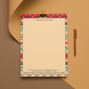 Papel Timbrado Nome da Tipografia do Padrão de Abstrato de Boho Ú