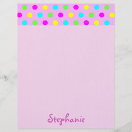 Papel Timbrado Nome de Rapariga Personalizada Colorida do Bolinha