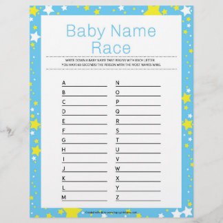 Papel Timbrado Nome do bebê Race [Azul noturno estrelado]