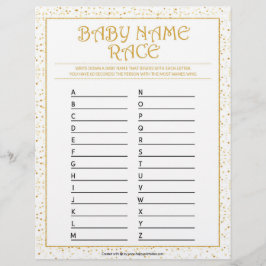 Papel Timbrado Nome do bebê Race [Sparkles do Ouro]