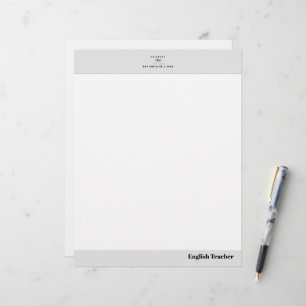 Papel Timbrado Nome do professor citação elegante moldura branca 