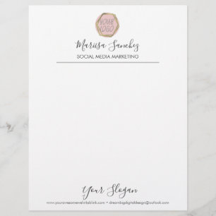 Papel Timbrado Nome do script de linha simples Seu logotipo timbr