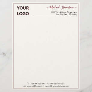 Papel Timbrado Nome personalizado do logotipo Cores Quadro de fon