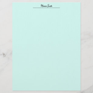 Papel Timbrado Nome personalizado minimalista do Teal Claro