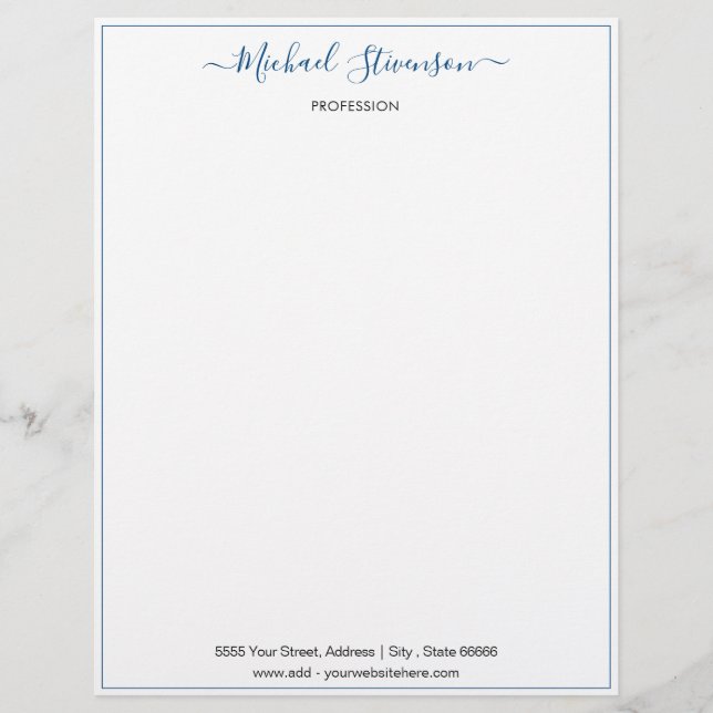 Papel Timbrado Nome Personalizado Profissão Endereço Letterhead (Frente)