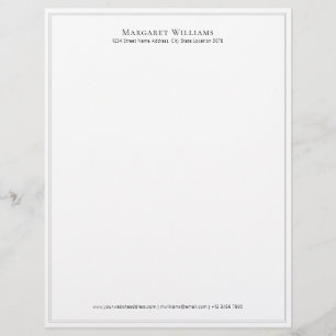 Papel Timbrado Nome preto simples de borda dupla Endereço Letter