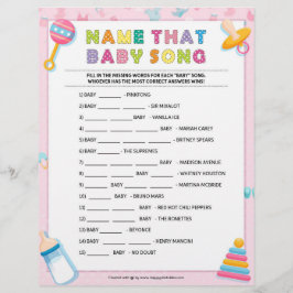 Papel Timbrado Nomeie Essa Música Bebê [Bebê Basics Pink]