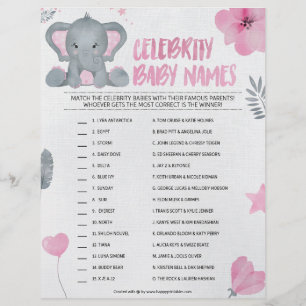 Papel Timbrado Nomes De Bebês De Celebridade [Elefante De Bebê [R