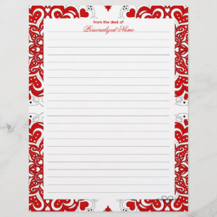 Papel Timbrado Notas de Amor Intratos - Lindas Vermelhas