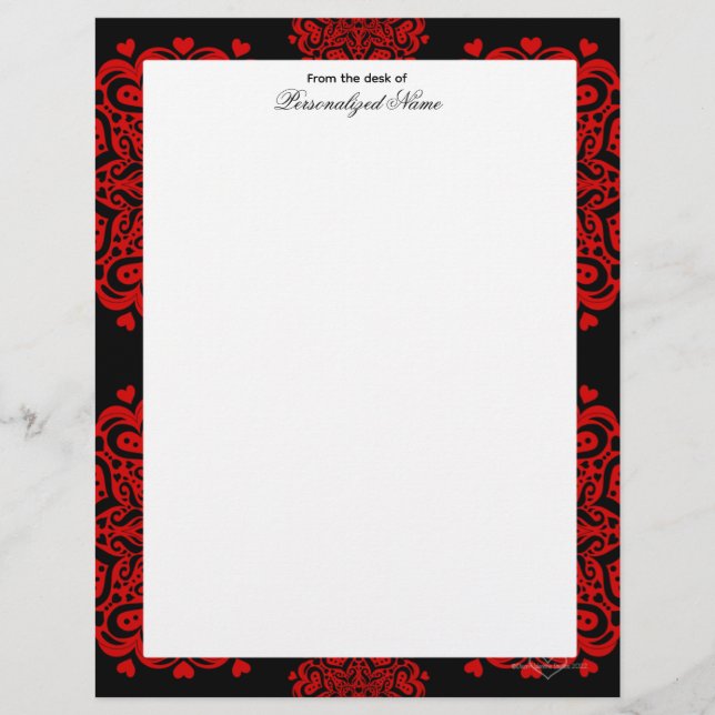 Papel Timbrado Notas de Amor Itriciadas - Preto Sem Linhas (Frente)