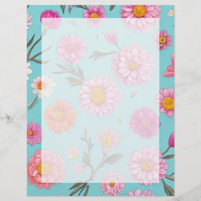 Papel Timbrado Núcleo de algodão margarida branca margarida rosa  (Frente)