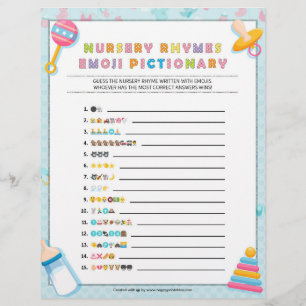 Papel Timbrado Nursery Rhymes Emoji Pictionary [Baby Basics Blue]