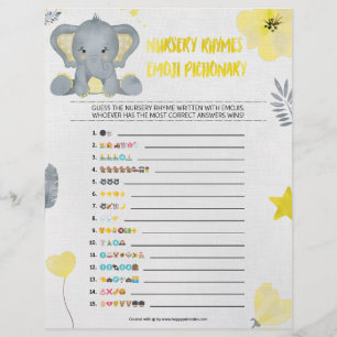 Papel Timbrado Nursery Rhymes Emoji Pictionary [Baby Elephant]