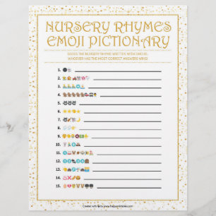 Papel Timbrado Nursery Rhymes Emoji Pictionary [Ouro Sparkles]