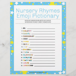 Papel Timbrado Nursery Rhymes Emoji Pictionary [Starry Night Blue