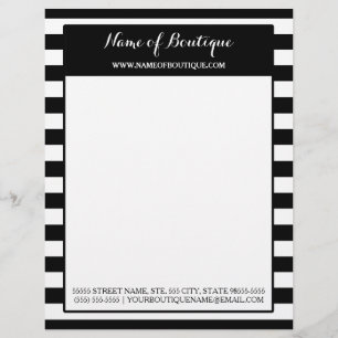 Papel Timbrado O branco preto na moda listra o cabelo e o salão