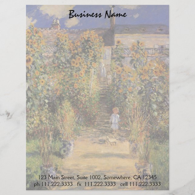 Papel Timbrado O jardim do artista em Vetheuil por Claude Monet (Frente)