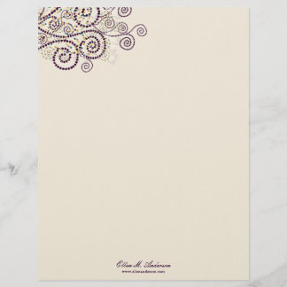 Papel Timbrado O roxo elegante de Boho espirala costume artístico