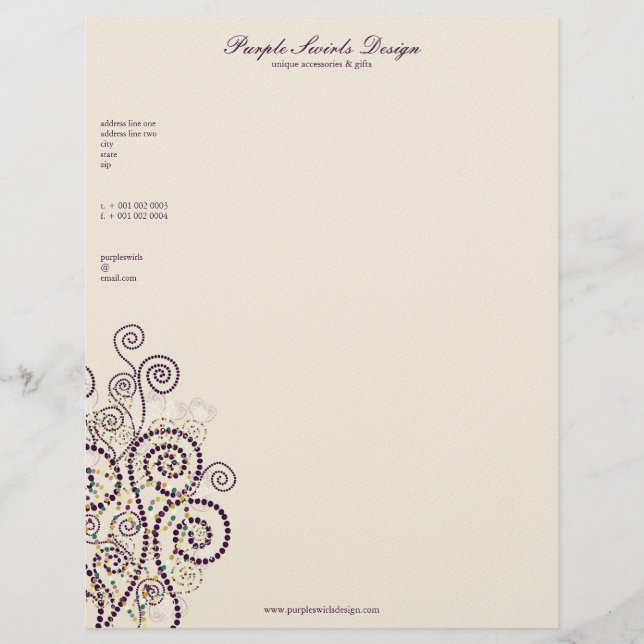 Papel Timbrado O roxo elegante de Boho espirala costume artístico (Frente)