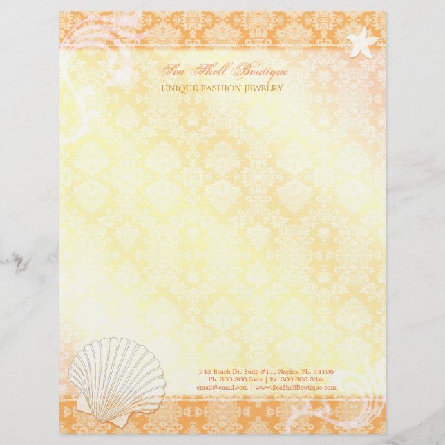 Papel Timbrado Oceanfront Sea Shell Wedding Business (Frente)