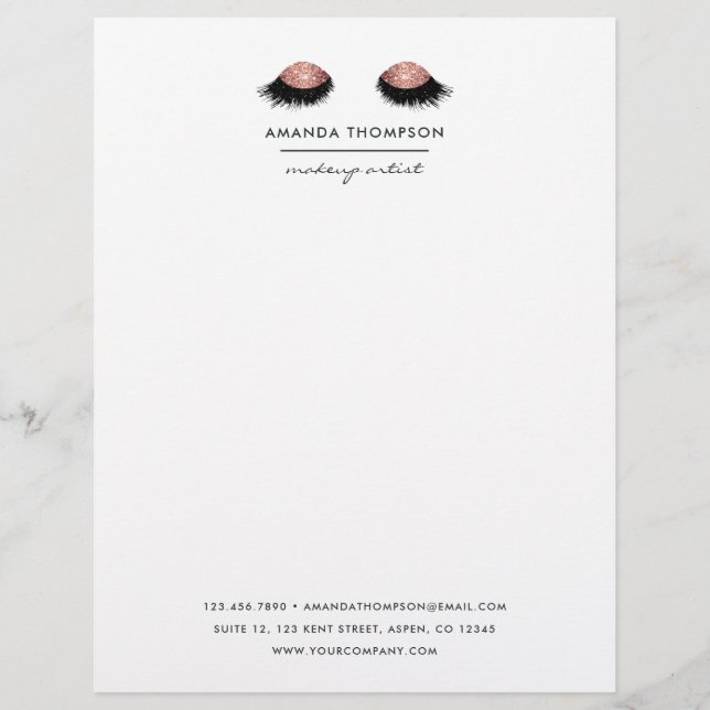 Papel Timbrado Olhos de Brilho em Rose Gold (Frente)