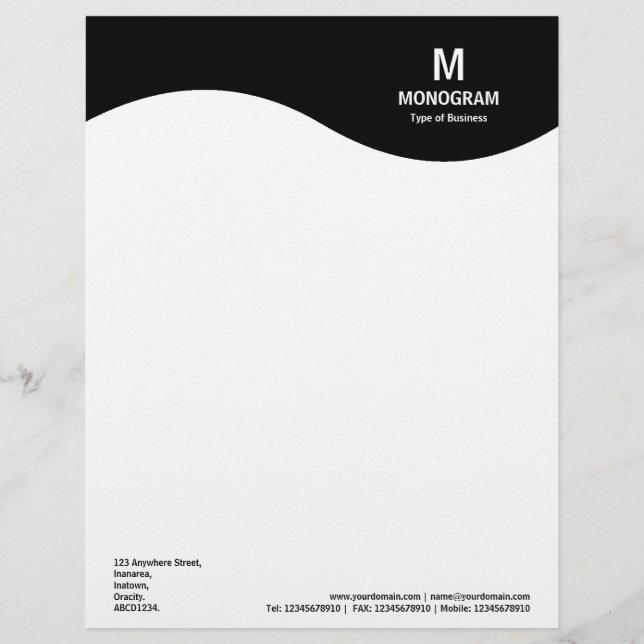 Papel Timbrado Onda de Monograma - Preta (Frente)