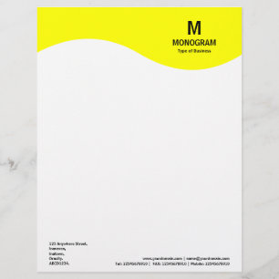 Papel Timbrado Onda do Monograma - FFFF00 Amarelo