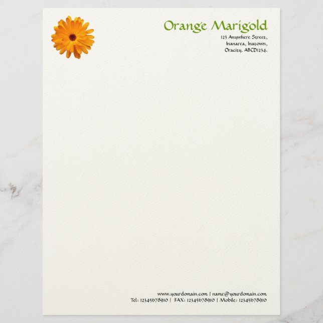 Papel Timbrado Orange Marigold - (Felt) (Frente)