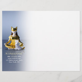 Papel Timbrado Origami Gold Foil Yoga Meditando Mulher-Gato