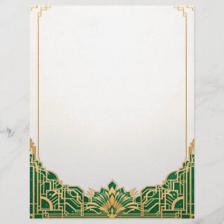 Papel Timbrado Ornamentado Art Deco Frame on White