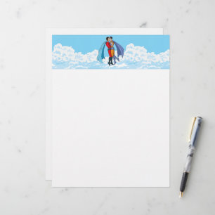 Papel Timbrado Os dois super-heróis de Slipperyjoe beijando perso