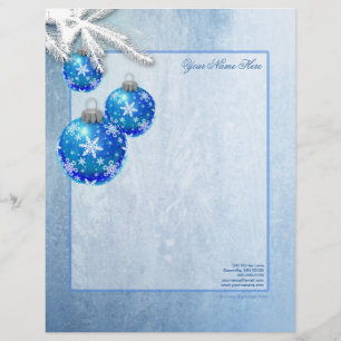Papel Timbrado Os flocos de neve no azul Ornaments Frost