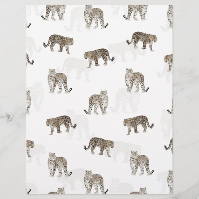 Papel Timbrado Ouro Branco moderno Animais da Selva-Leopardo (Frente)