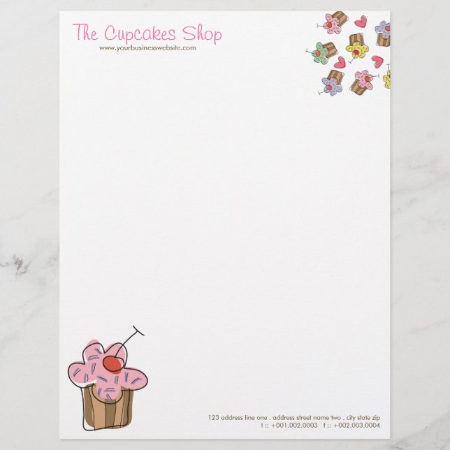 Papel Timbrado Padaria dos confeitos dos cupcakes da cereja doce (Frente)