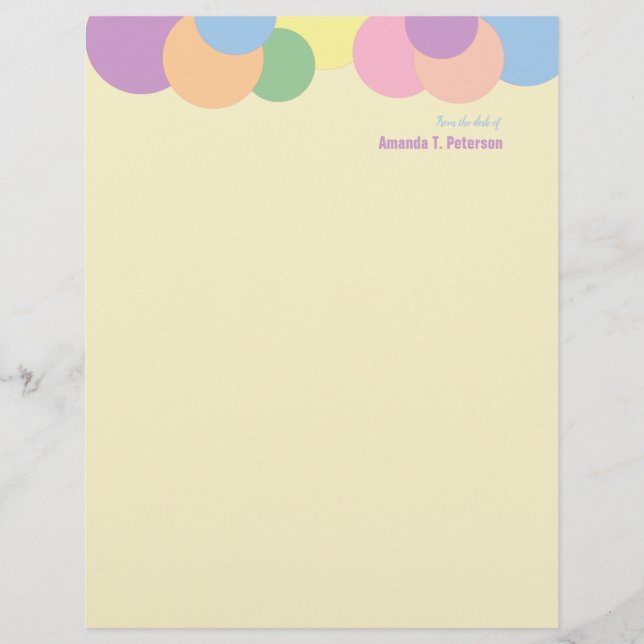 Papel Timbrado Padrão de Círculos Coloridos Personalizados da Mes (Frente)