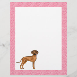 Papel Timbrado Padrão de Coração de Amor pelo Cão Ridgeback da Ro