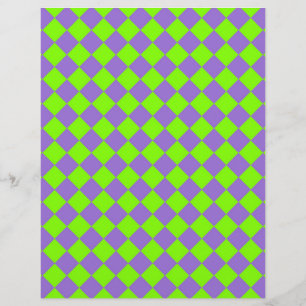 Papel Timbrado Padrão de Diamante do Verificador Verde Roxo