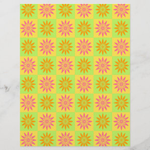 Papel Timbrado Padrão de Flor Laranja Rosa