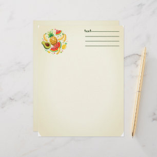 Papel Timbrado Padrão de Frutas de Verão Fresco