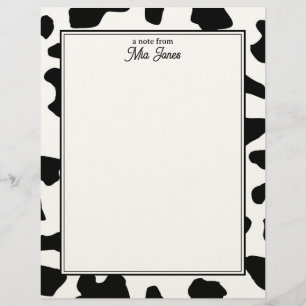 Papel Timbrado Padrão de Impressão de Vaca Preto e Branco Persona
