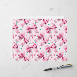 Papel Timbrado Padrão de Laço Coquete Rosa