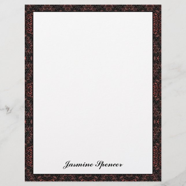 Papel Timbrado Padrão de pele de cobra único castanho (Frente)