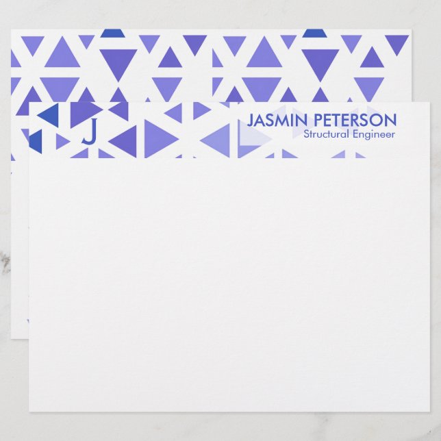 Papel Timbrado Padrão de Triângulo Azul Único (Frente/Verso)