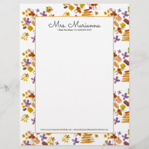 Papel Timbrado Padrão Floral Botânico Da Abelha Da Maneira