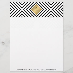 Papel Timbrado Padrão Geométrico Negrito e Branco
