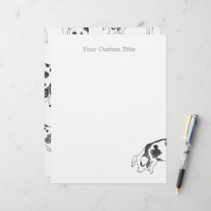 Papel Timbrado Padrão Minimalista de Linha de Porco Cottagecore V