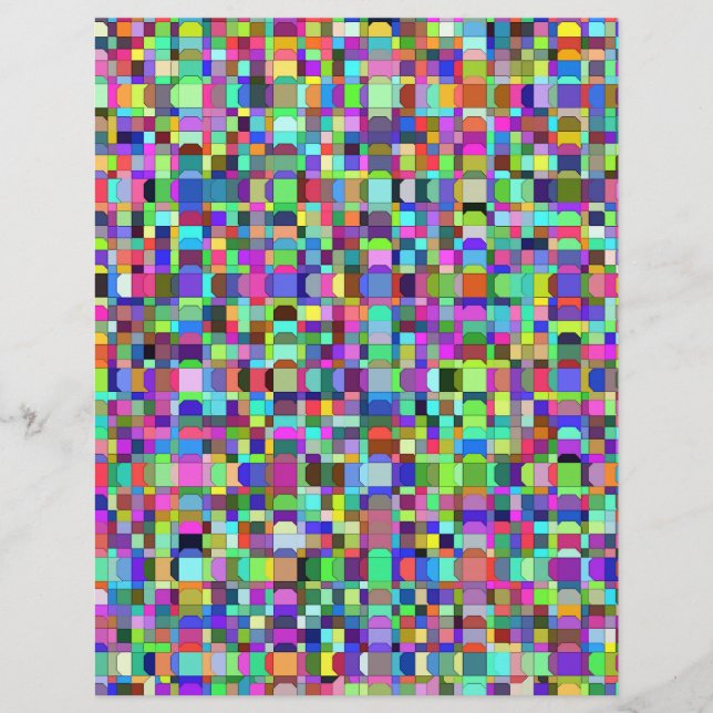 Papel Timbrado Padrão Multicolor de Formas Quadradas Abstratas (Frente)