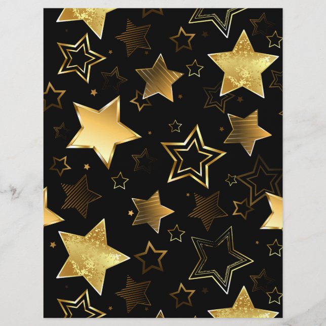 Papel Timbrado Padrão sem costura com estrelas de Ouro (Frente)